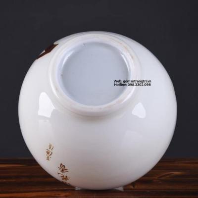 BÌNH HÚT TÀI LỘC CHIM HOA MEN CHÀM